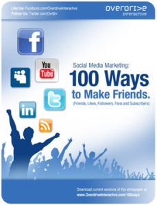 This is an image of the Social Media Marketing Guide: 100 Ways to Make Friends. The guide will help marketers increase their social connections on social networking sites.