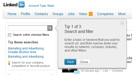 LinkedIn Signal search and filter