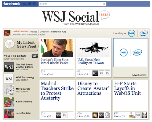 The Wall Street Journal's Facebook App