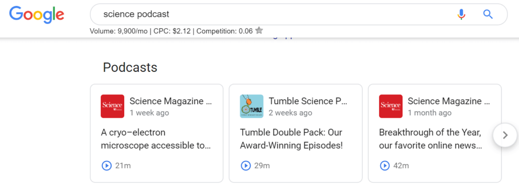 podcast schema carousel