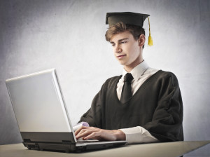 graduate using computer