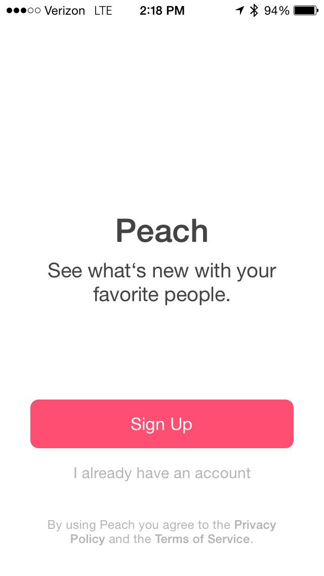 Peach Welcome Screen