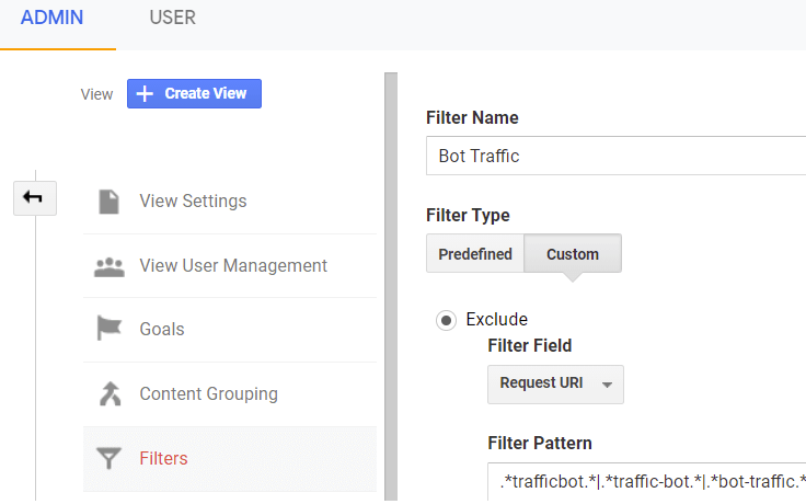google analytics bot filter