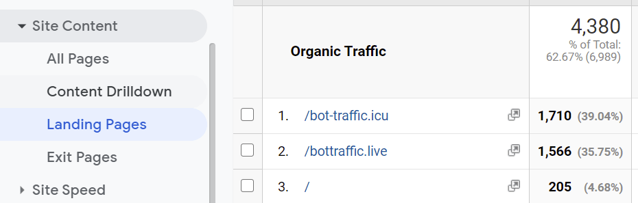 google analytics bot screenshot