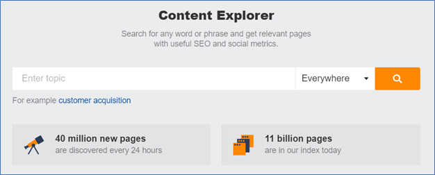 Screenshot of Ahrefs Content Explorer.
