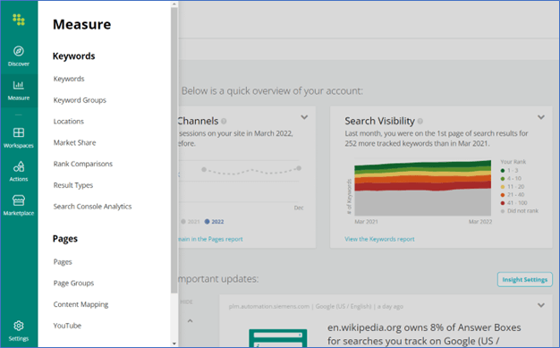 Screenshot of Conductor Searchlight interface.