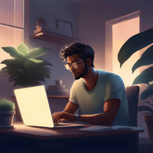 Man working on laptop