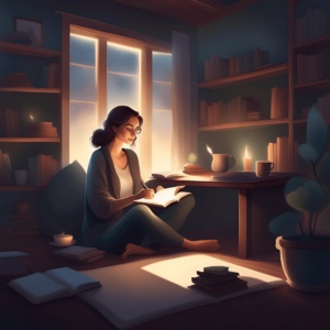 Woman writing on notebok